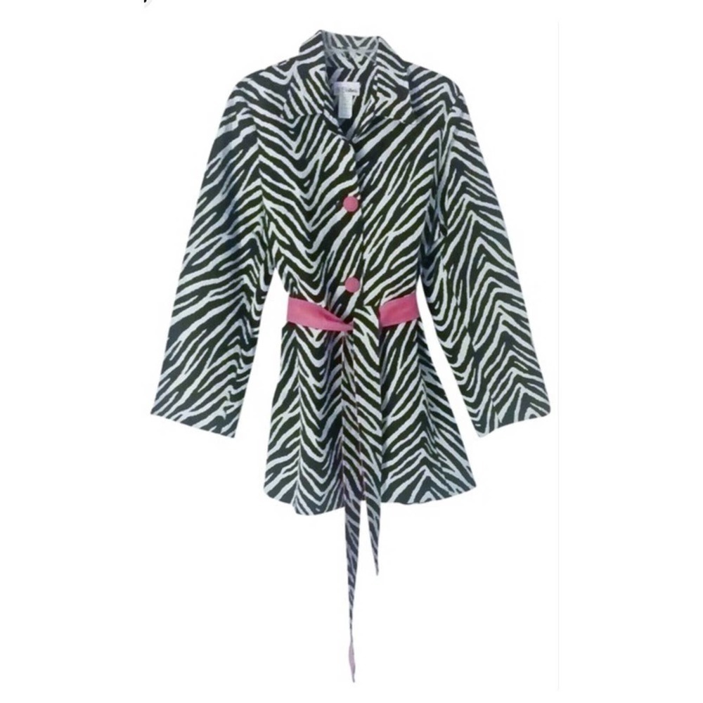 3 Sisters black zebra print jacket Size Large